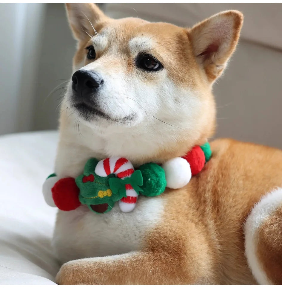 Buddy Style™ Christmas Pom-Pom Holiday Pet Collar